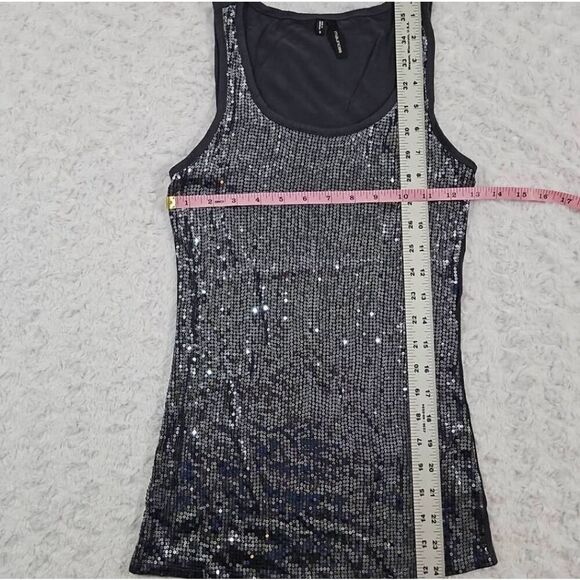 Women's Size Small Maurices Sequin Tank Top Gray Silver Festive Party Romantic - Picture 3 of 5
